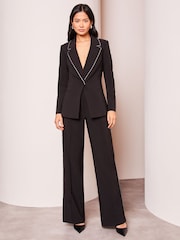 Lipsy Black Rhinestone Tailored Single Breasted Blazer - Image 3 of 4