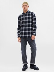 Gap Black/Grey Organic Cotton Midweight Flannel Long Sleeve Shirt - Image 1 of 3