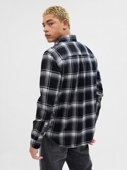 Gap Black/Grey Organic Cotton Midweight Flannel Long Sleeve Shirt - Image 2 of 3