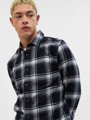 Gap Black/Grey Organic Cotton Midweight Flannel Long Sleeve Shirt - Image 3 of 3