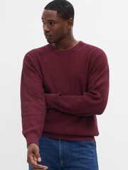 Gap Burgundy Oversized Ribbed Crew Neck Jumper - Image 1 of 2