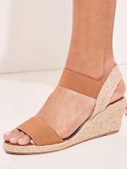 Lipsy Brown Regular Fit Elastic Low Wedge Espadrille Sandal - Image 4 of 4