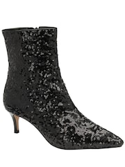 Ravel Black Sequin Stiletto-Heel Zip-Up Ankle Boots - Image 2 of 4