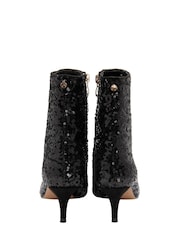Ravel Black Sequin Stiletto-Heel Zip-Up Ankle Boots - Image 3 of 4