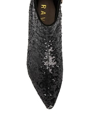 Ravel Black Sequin Stiletto-Heel Zip-Up Ankle Boots - Image 4 of 4