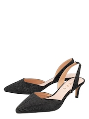 Ravel Black Satin Kitten-Heel Slingback Shoes - Image 2 of 4