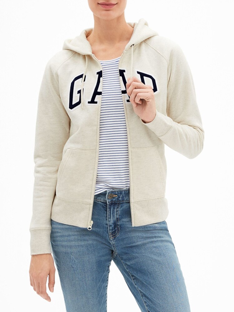 Gap Cream Logo Zip Up Hoodie - Image 1 of 1