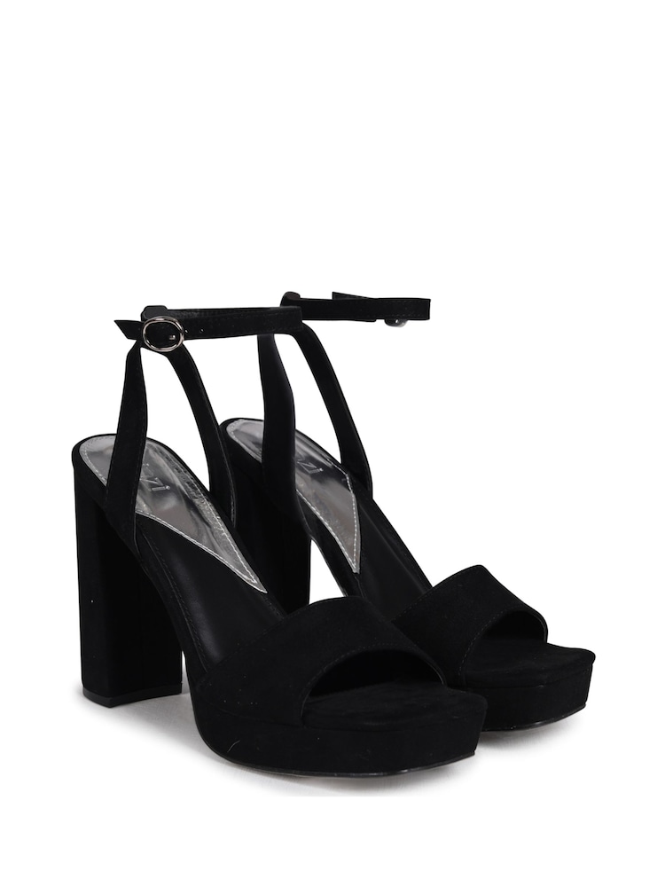 Linzi Black Gloria Platform Heeled Sandal With Wrap Around Ankle Strap - Image 2 of 4
