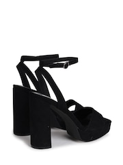 Linzi Black Gloria Platform Heeled Sandal With Wrap Around Ankle Strap - Image 4 of 4
