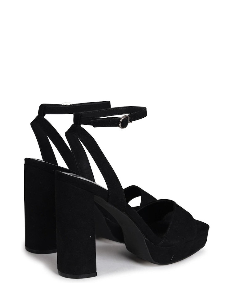 Linzi Black Gloria Platform Heeled Sandal With Wrap Around Ankle Strap - Image 4 of 4