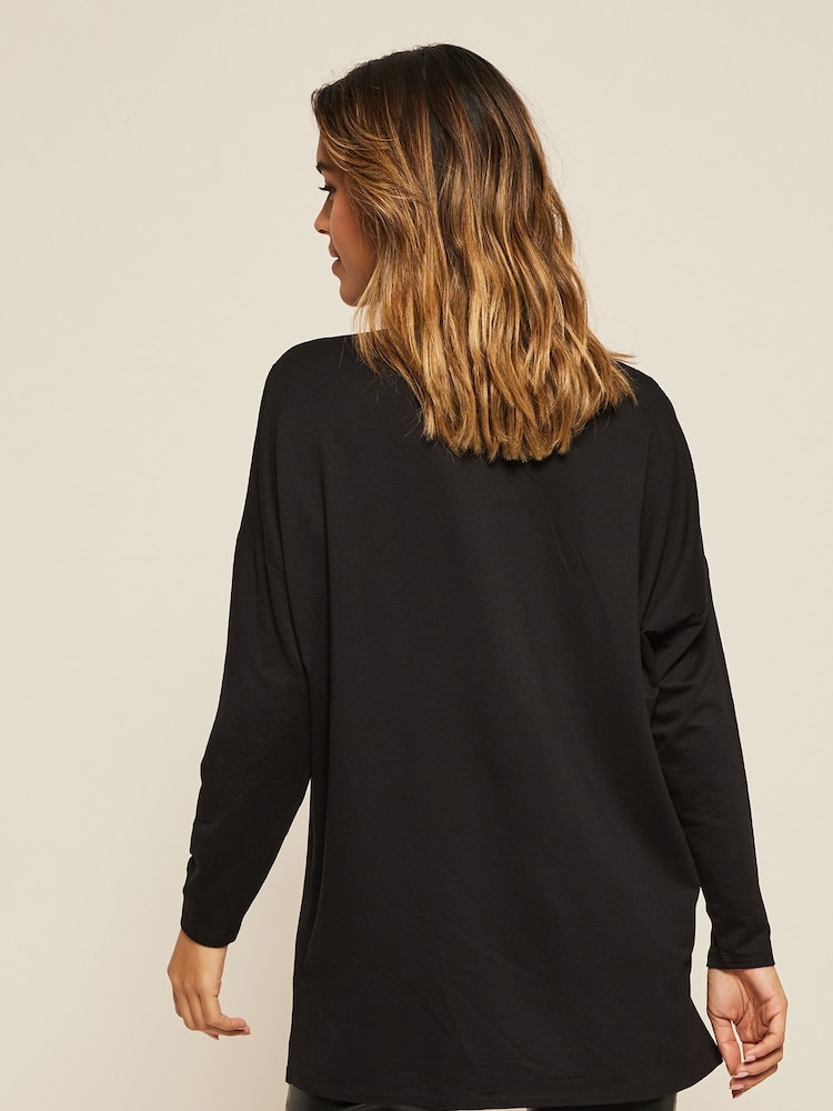 Friends Like These Lace Black Soft Jersey Crew Neck Tunic - Image 2 of 4