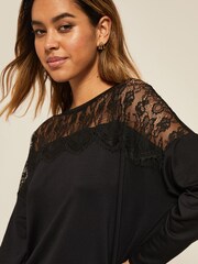 Friends Like These Lace Black Soft Jersey Crew Neck Tunic - Image 4 of 4