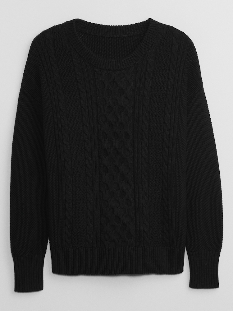 Gap Black Cable Knit Crew Neck Jumper - Image 3 of 3 Gap Black Cable Knit Crew Neck Jumper - Image 3 of 3