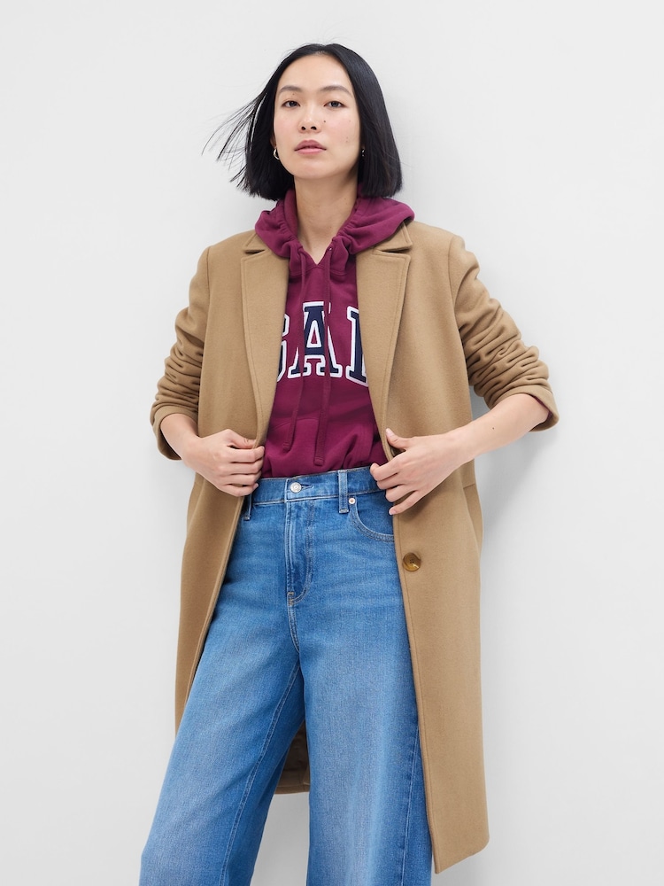 Gap Natural Long Topcoat - Image 1 of 2 Gap Natural Long Topcoat - Image 1 of 2