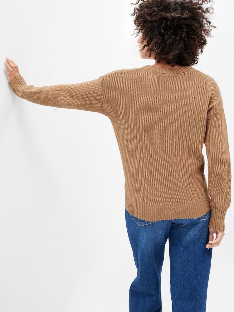 Gap Brown Cable Knit Crew Neck Jumper - Image 2 of 2 Gap Brown Cable Knit Crew Neck Jumper - Image 2 of 2