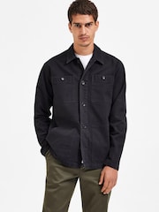 Selected Homme Black Lightweight Overshirt - Image 1 of 5