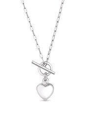 Simply Silver Silver Puff Heart T-Bar Necklace - Image 1 of 2