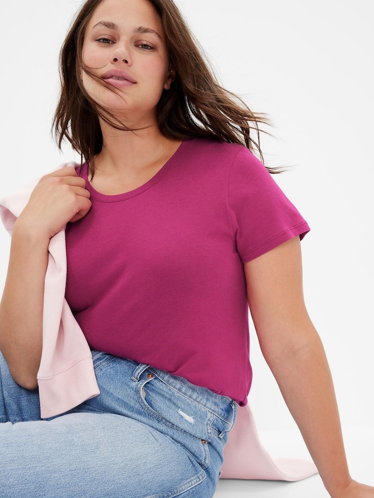 Gap Dark Pink Favourite Short Sleeve Crew Neck T-Shirt - Image 1 of 5