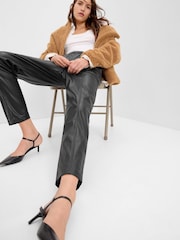 Gap Black Faux-Leather Slim Cropped Trousers - Image 1 of 5