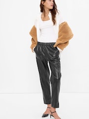 Gap Black Faux-Leather Slim Cropped Trousers - Image 2 of 5