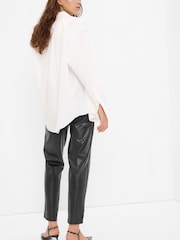 Gap Black Faux-Leather Slim Cropped Trousers - Image 3 of 5