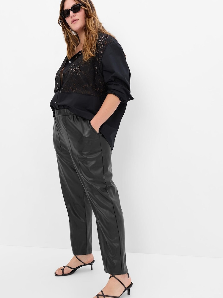 Gap Black Faux-Leather Slim Cropped Trousers - Image 5 of 5 Gap Black Faux-Leather Slim Cropped Trousers - Image 5 of 5
