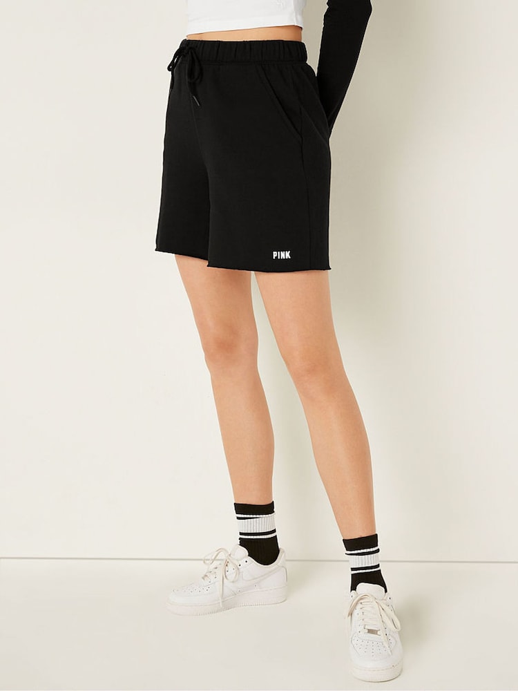 Victoria's Secret PINK Pure Black Fleece Lounge High Waist Short - Image 1 of 4 Victoria's Secret PINK Pure Black Fleece Lounge High Waist Short - Image 1 of 4