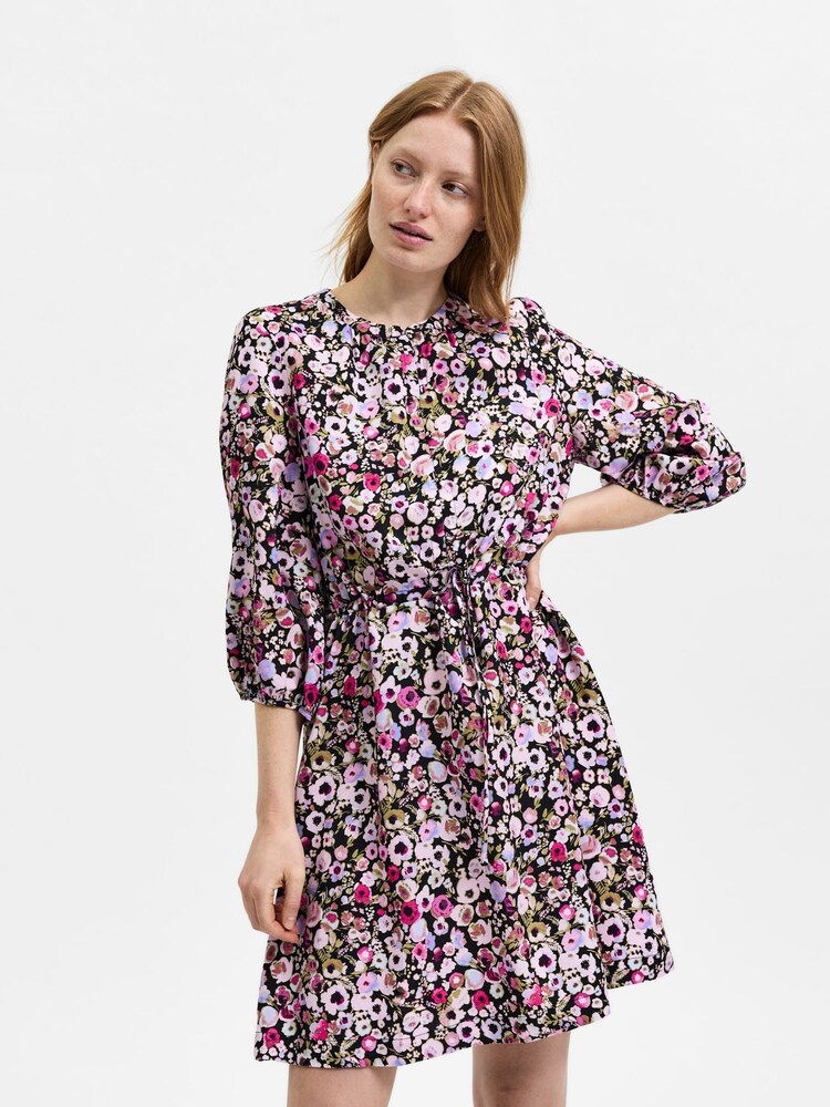 Selected Femme Black Printed Midi Dress - Image 2 of 5