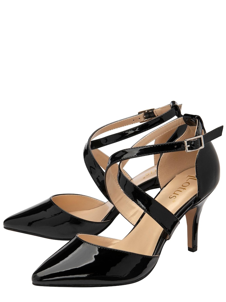Lotus Footwear Black Patent Court Shoe - Image 2 of 4