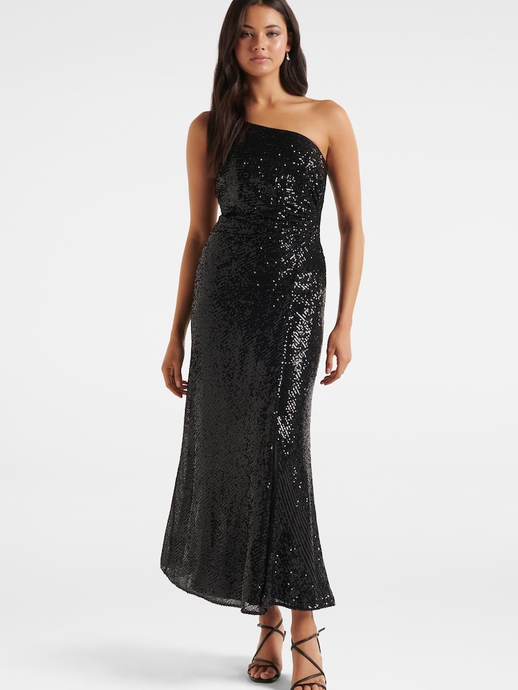 Forever New Black Carolyn Sequin Asymmetrical Gown - Image 1 of 4 Forever New Black Carolyn Sequin Asymmetrical Gown - Image 1 of 4