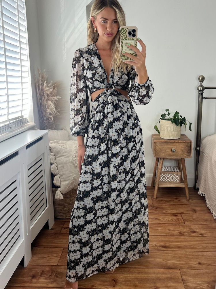 Schwarz - Style Cheat Tami Maxikleid mit Zierausschnitten - Bild 1 von 4