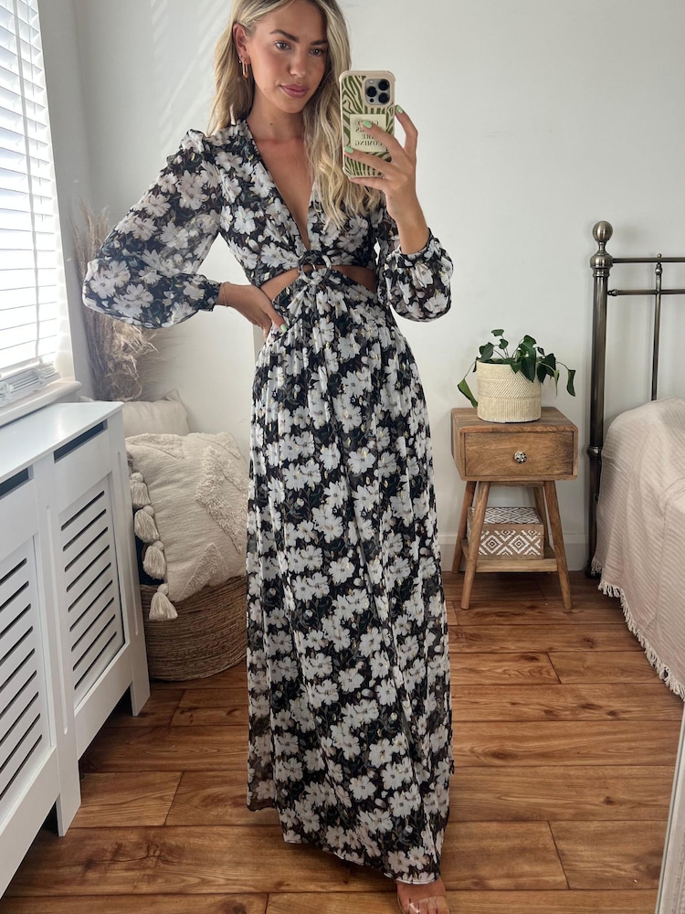 Schwarz - Style Cheat Tami Maxikleid mit Zierausschnitten - Bild 2 von 4