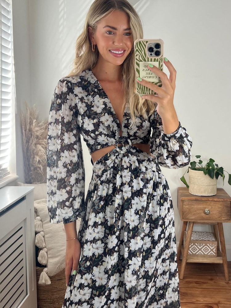 Schwarz - Style Cheat Tami Maxikleid mit Zierausschnitten - Bild 4 von 4