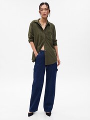Gap Green Faux Suede Long Sleeve Shirt - Image 1 of 2