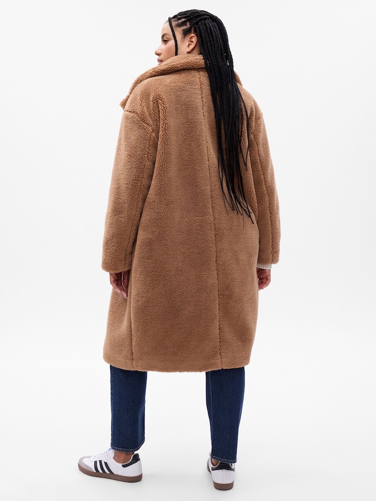 Gap Brown Long Sherpa Coat - Image 2 of 5
