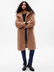 Gap Brown Long Sherpa Coat - Image 3 of 5