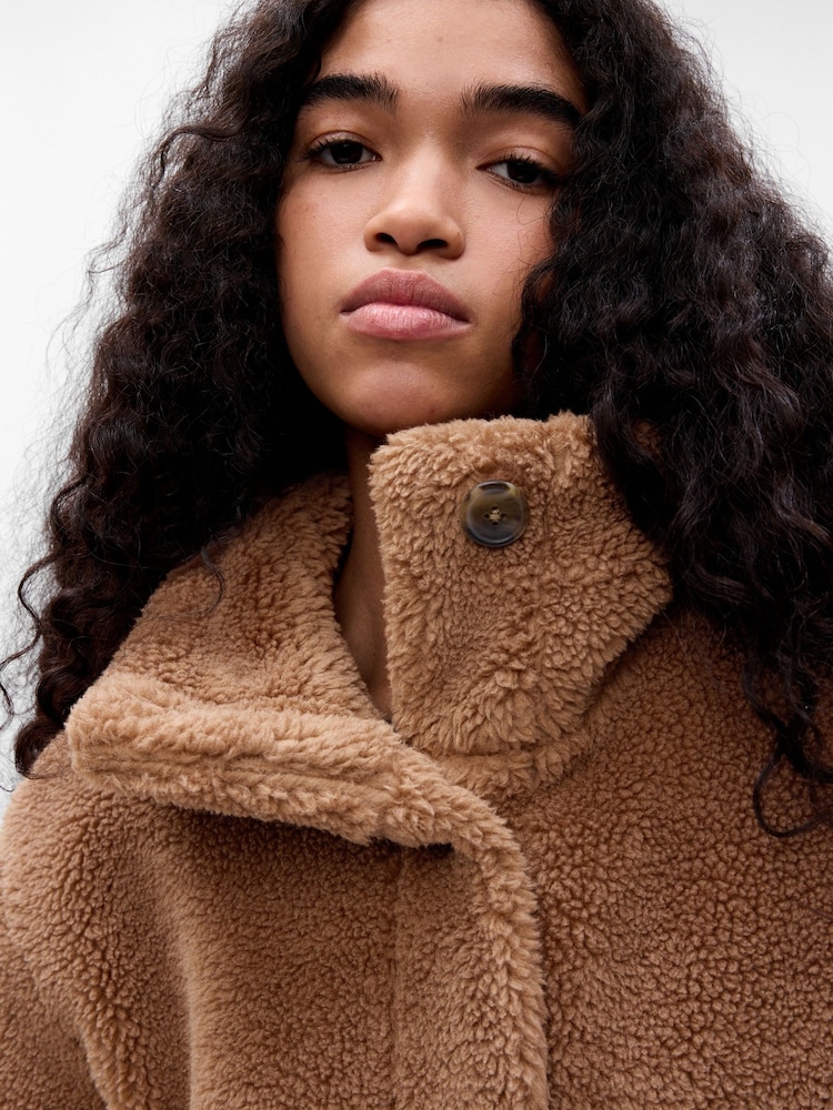 Gap Brown Long Sherpa Coat - Image 5 of 5