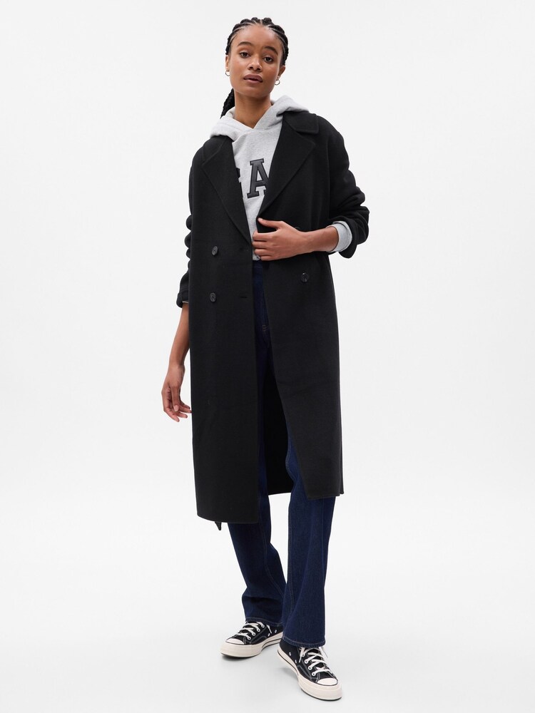 Gap Black Wool Wrap Coat - Image 1 of 5