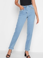 Long Tall Sally Blue UNA Mom Jewel Pocket Jean - Image 1 of 5