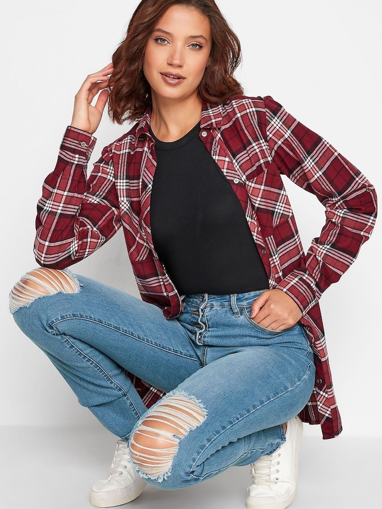 Long Tall Sally Blue Button Fly Distressed Slim Jean - Image 2 of 4