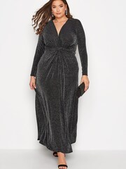 Yours Curve Silver London Party Knot Front Maxi Dress - Image 2 of 4
