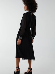 Blue Vanilla Black Diamante Collar Pleated Skirt Midi Dress - Image 3 of 4