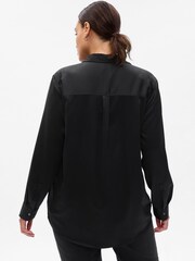 Gap Black Satin Long Sleeve Shirt - Image 2 of 5