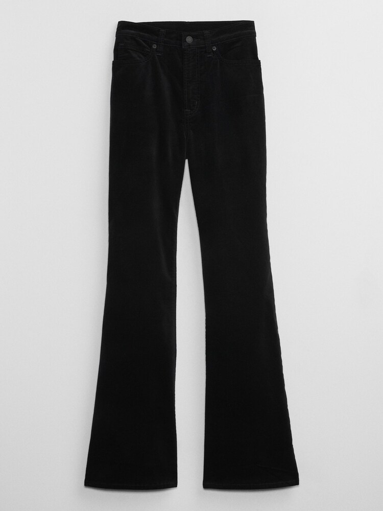 Gap Black High Rise 70s Flare Velvet Trousers with Washwell - Image 5 of 5