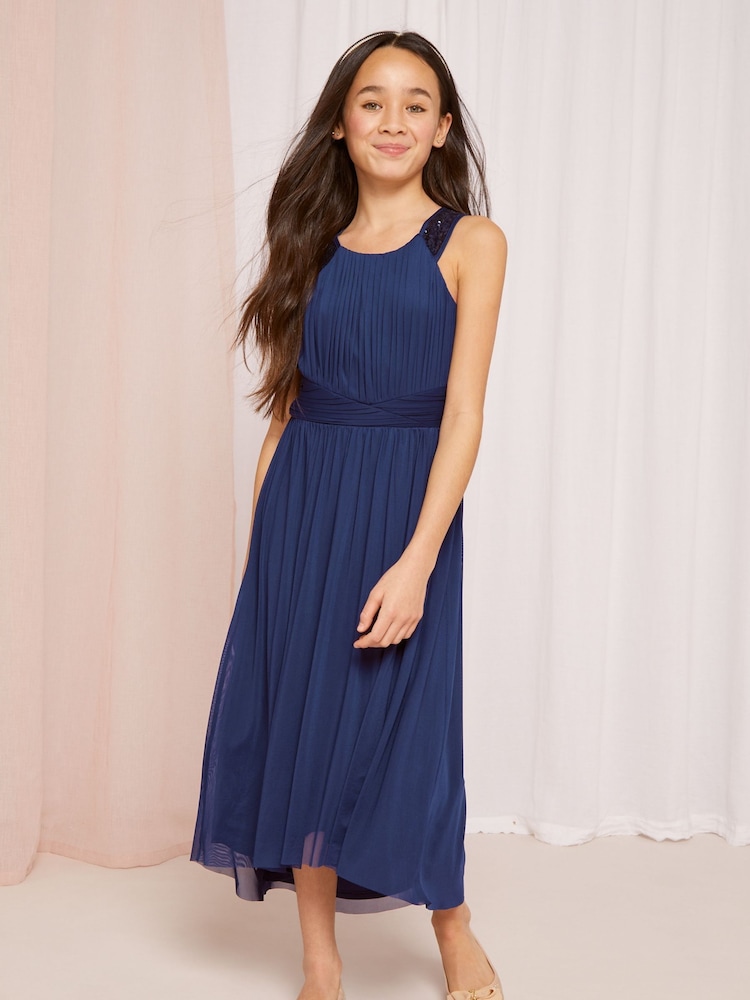 Lipsy Navy Embellished Strap Midi Occasion Dress - Image 2 of 3 Lipsy Navy Embellished Strap Midi Occasion Dress - Image 2 of 3