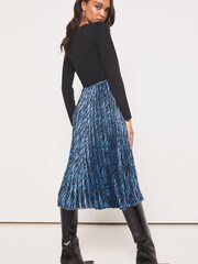 Lipsy Blue Wrap 2 in 1 Pleated Dress - Image 2 of 4
