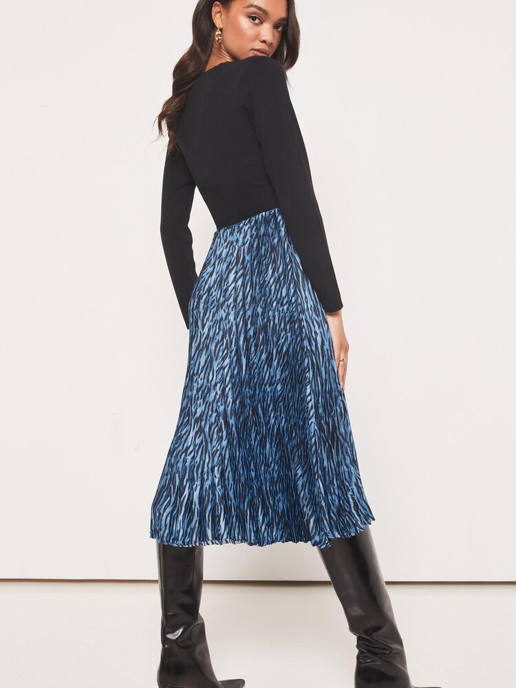 Lipsy Blue Wrap 2 in 1 Pleated Dress - Image 2 of 4