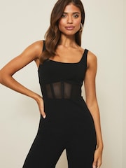 Lipsy Black Summer Corset Jumpsuit - Image 3 of 3