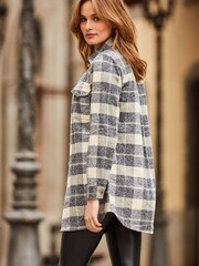 Sosandar Neutral Check Brushed Flannel Shirt - Image 2 of 5