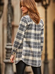 Sosandar Neutral Check Brushed Flannel Shirt - Image 3 of 5